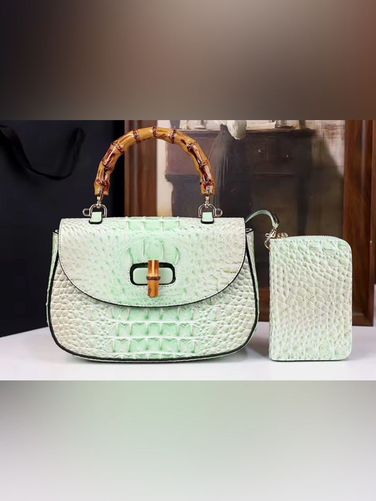 Vintage Luxury Mint Green Genuine Leather High Quality Shoulder Bag